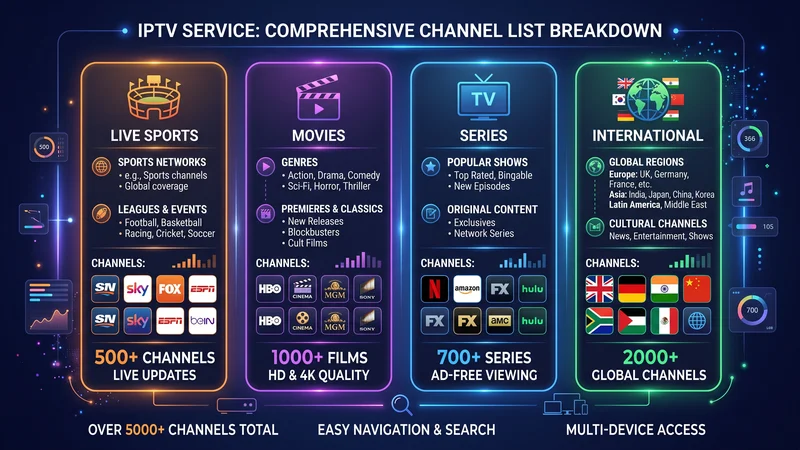 IPTV abonnement zenderlijst infographic