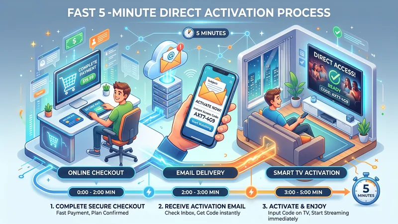 Directe activatie Beste IPTV abonnement infographic
