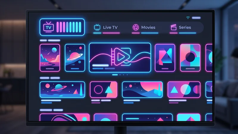 Sleek moderne IPTV Nederland interface op een 4K Smart TV