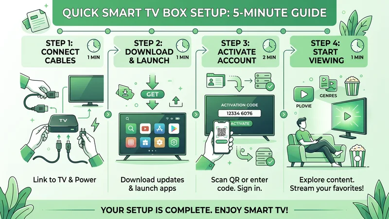Infographic stap voor stap IPTV Nederland installatie in 5 minuten
